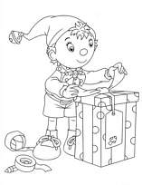 coloriage oui oui fait les cadeaux de noel